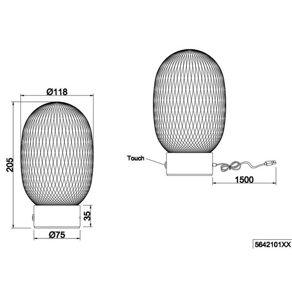 Lampe de table LED à chargement USB FACETTE 3 intensités interrupteur tactile 1,5W 140lm 3000K IP20