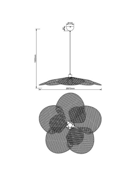 Lámpara de techo FLEURE pantalla de rejilla y altura ajustable bombilla excl. 1x E27 max. 60W IP20