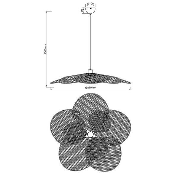 Lámpara de techo FLEURE pantalla de rejilla y altura ajustable bombilla excl. 1x E27 max. 60W IP20