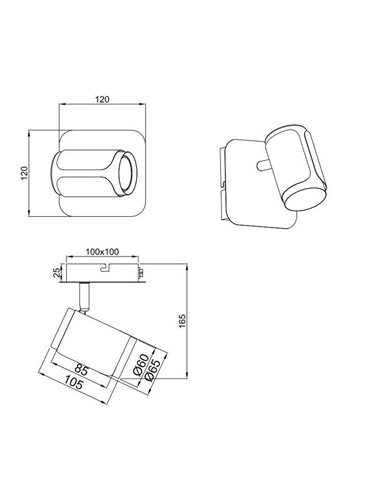 Spot mural ou plafonnier GILLAN avec interrupteur intégré ampoule excl. 1x GU10 max. 10W IP20 blanc