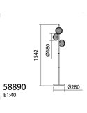 Lámpara de Pie minimalista con 3 tulipas redondas blancas CIAO, 3xE27 Ø18, latón mate/negro