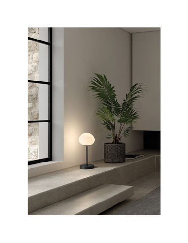 Lámpara de Sobremesa con tulipa redonda blanca CIAO, 1XE27 Ø18, latón mate/negro