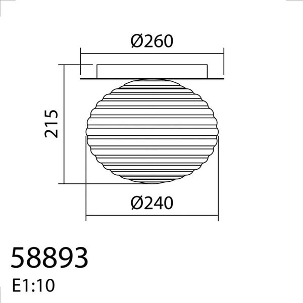 Plafonnier CIAO, avec abat-jour rond en forme de vague, 1XE27 Ø24, laiton mat/noir