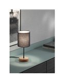 Lámpara de sobremesa con base madera SET WOOD, pantalla negra, E14