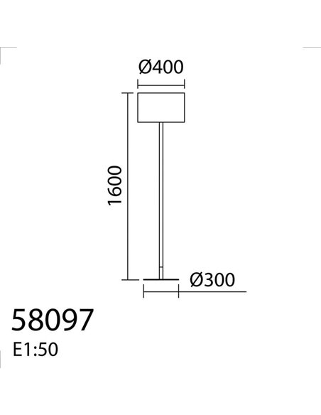 Lámpara de Pie con cuerpo de madera NOELIA, pantalla blanca y base negra, H: 160cm, 1xE27 