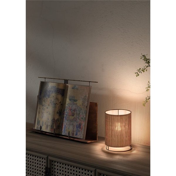 Lámpara de mesa contemporánea RAIL, con pantalla de bambú natural, E27 
