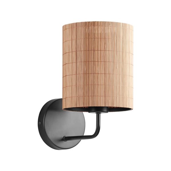 Aplique de pared RAIL con pantalla de bambú natural, E27 