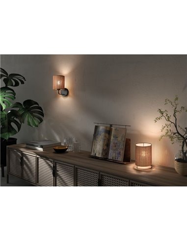 Aplique de pared RAIL con pantalla de bambú natural, E27 