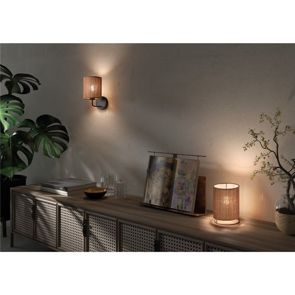 Aplique de pared RAIL con pantalla de bambú natural, E27 