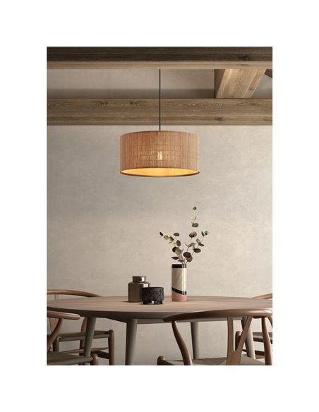 Lampe à suspension circulaire RAIL, avec abat-jour en bambou naturel, Ø40cm, E27