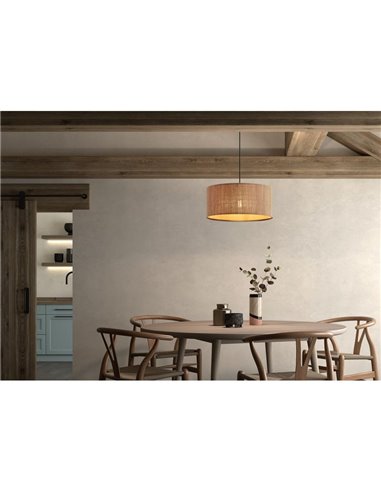 Lampe à suspension circulaire RAIL, avec abat-jour en bambou naturel, Ø40cm, E27
