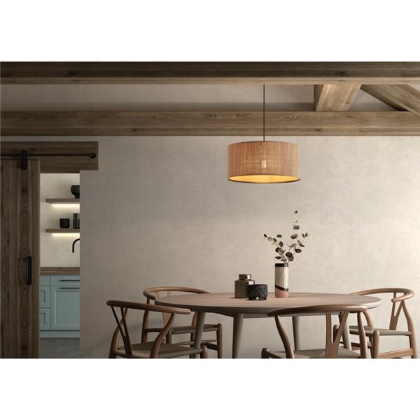 Lámpara colgante circular RAIL, con pantalla de bambú natural, Ø40cm, E27 