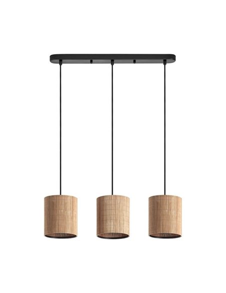 Luminária pendente com 3 cúpulas circulares de bambu natural RAIL, 3xE27