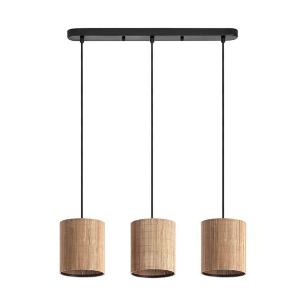 Lámpara colgante con 3 pantallas circulares de bambú natural RAIL, 3xE27 