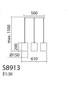 Lampe à suspension avec 3 abat-jours circulaires en bambou naturel RAIL, 3xE27 2