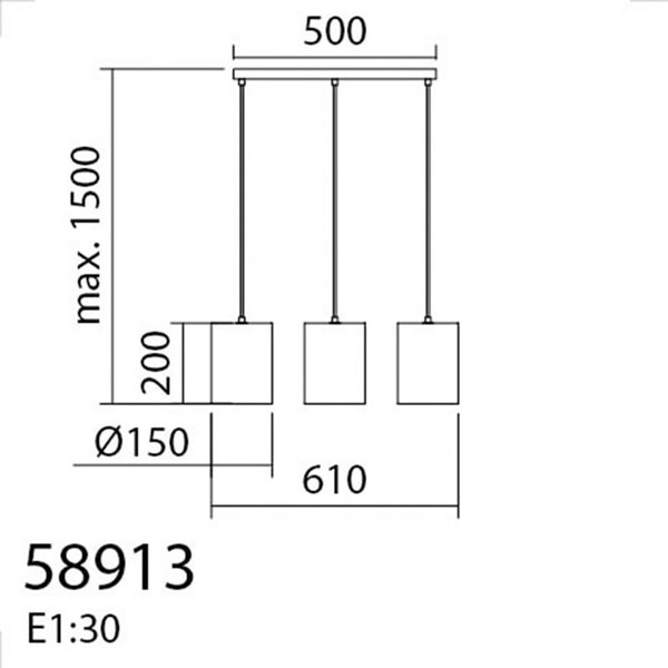 Lámpara colgante con 3 pantallas circulares de bambú natural RAIL, 3xE27 