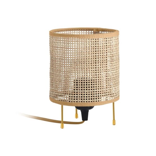 Lámpara de sobremesa rústica ATILA XS, con detalle dorado y negro natural, Ø12, E27 