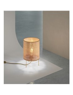 Lámpara de sobremesa rústica ATILA XS, con detalle dorado y negro natural, Ø12, E27  2