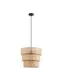 Luminária pendente ATILA em rattan natural, com abajur divisível em três partes, Ø35, E27