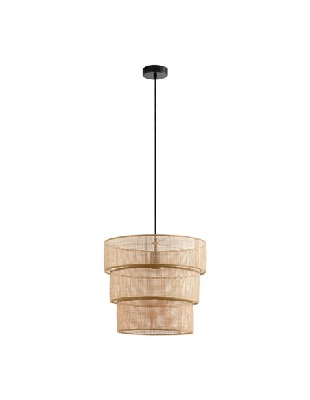 Lampe à suspension en rotin naturel ATILA, avec abat-jour divisible en trois parties, Ø35, E27