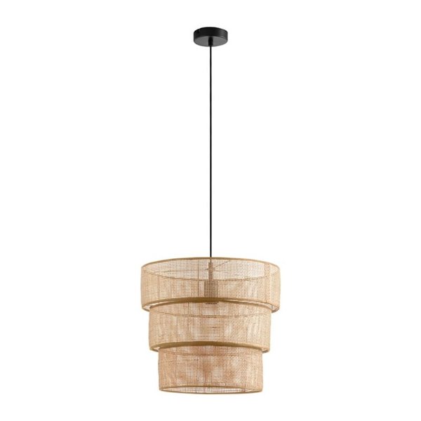 Luminária pendente ATILA em rattan natural, com abajur divisível em três partes, Ø35, E27