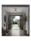 Plafón de techo con ratán natural tejido TRENZA, rúsctico con florón negro, ø40cm 1xE27