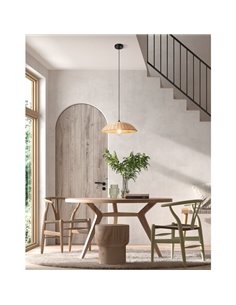 Lámpara colgante de ratán natural TRENZA, tejido con acabado orgánico, cable y florón negro, ø40cm,  1xE27 2