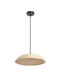 Luminária pendente TRENZA em rattan natural, trançado com acabamento orgânico, cabo e canópia pretos, ø40cm, 1xE27