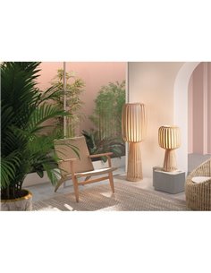 Lámpara de mesa de bambú natural CINTIA, con pantalla interna blanca, H: 28cm, E27  2