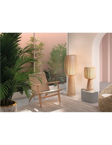 Lámpara de mesa de bambú natural CINTIA, con pantalla interna blanca, H: 28cm, E27 