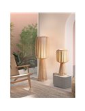 Lámpara de mesa de bambú natural CINTIA, con pantalla interna blanca, H: 28cm, E27 