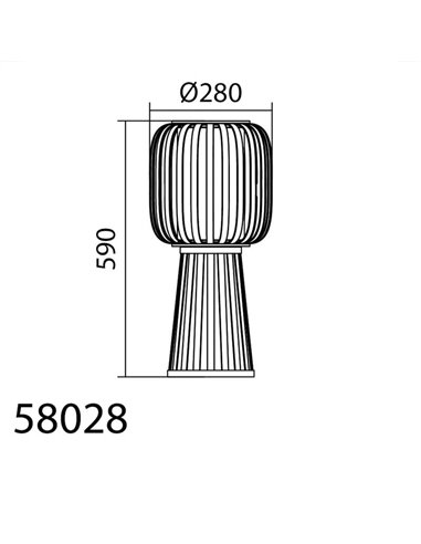 Lampe de table CINTIA en bambou naturel, avec abat-jour intérieur blanc, H : 28cm, E27