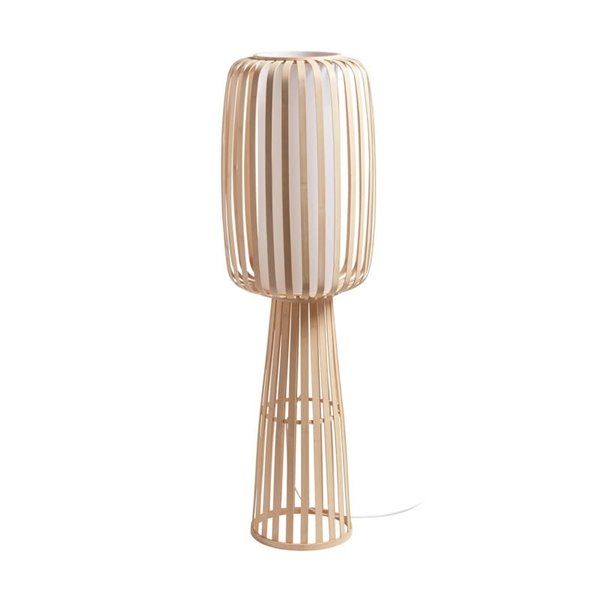 Candeeiro de mesa alto CINTIA em bambu natural, com cúpula interna branca, A: 39,5 cm, E27