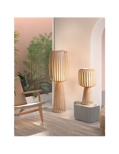 Lampe de table haute en bambou naturel CINTIA, avec abat-jour intérieur blanc, H : 39,5 cm, E27 2