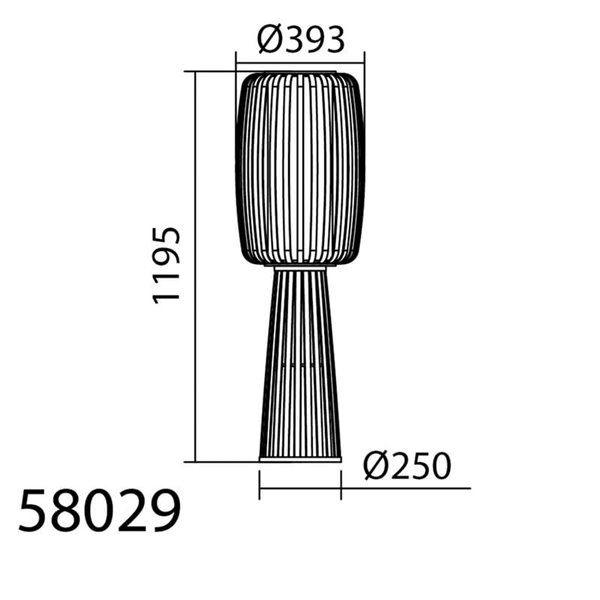 Lámpara de mesa de bambú natural alta CINTIA, con pantalla interna blanca, H: 39,5cm, E27 