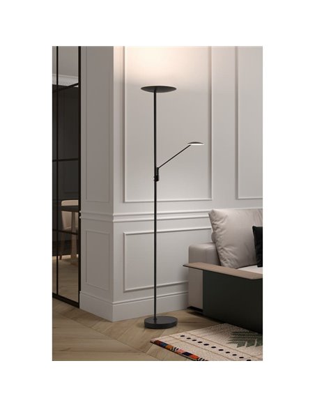 Lámpara de pie LED de metal con brazo lector DAPHNE, 33W+8W CCT 2700K-4000K, varios colores