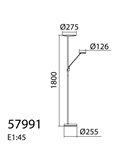 Lámpara de pie LED de metal con brazo lector DAPHNE, 33W+8W CCT 2700K-4000K, varios colores