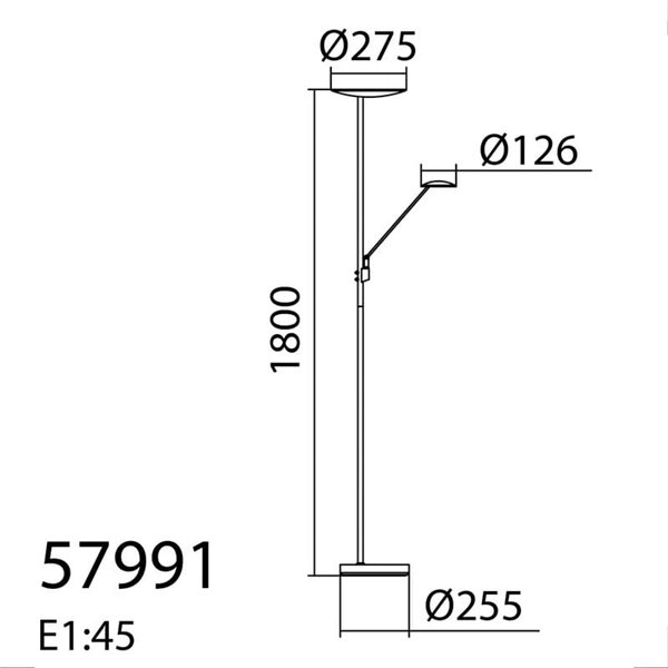 Lámpara de pie LED de metal con brazo lector DAPHNE, 33W+8W CCT 2700K-4000K, varios colores