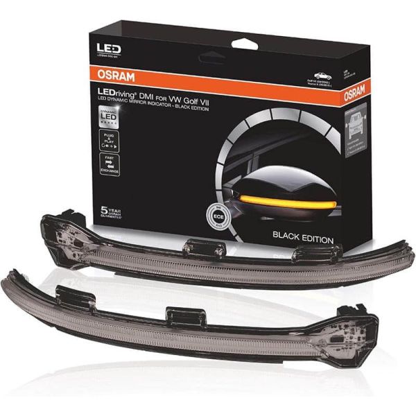 Intermitente dinámico LED para retrovisor acabado Negro LEDriving® LEDDMI 5G0 BK S Homologado Set de 2. Golf VII