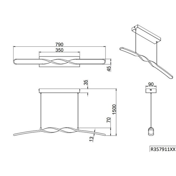Luminária pendente GINKO Modern LED Altura ajustável 4000K 18W 2100Lm IP20