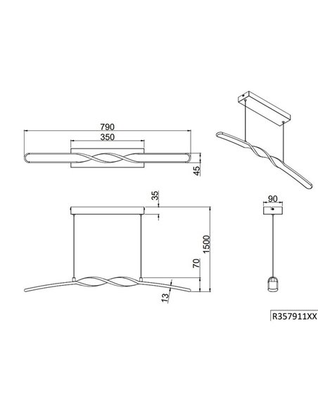 Lámpara de techo LED barra luminosa GINKO altura ajustable 3000K 18W IP20