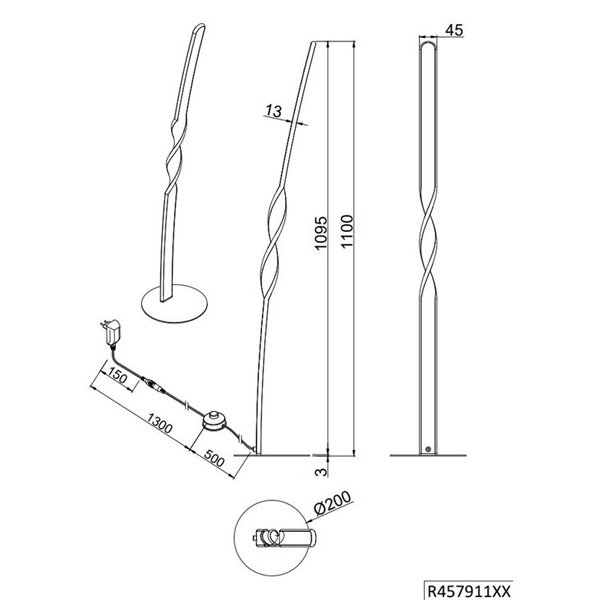 Lampadaire LED GINKO avec interrupteur à pédale 19W 2060Lm 3000K IP20