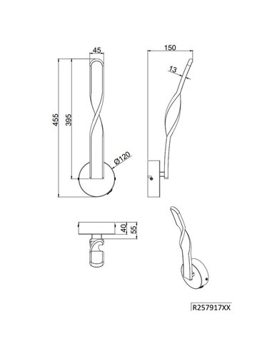 Aplique de pared LED GINKO interruptor integrado 11W 1150Lm 3000K IP20