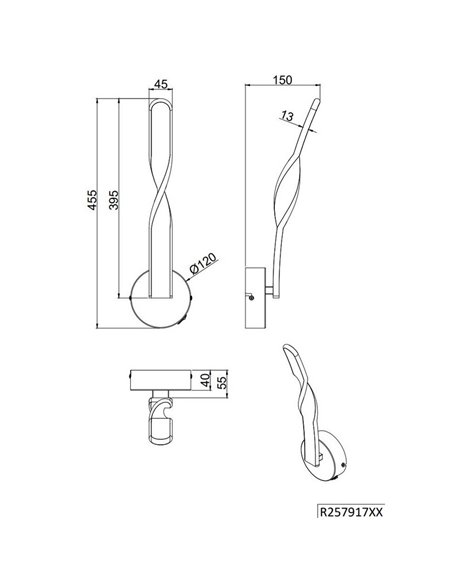 Aplique de pared LED GINKO interruptor integrado 11W 1150Lm 3000K IP20