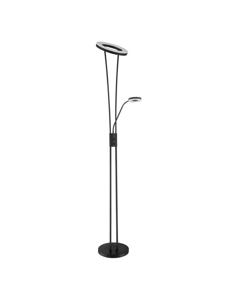Luminária de chão de metal LED ANELLO com braço de leitura, design de corpo duplo, 30W+5W, 3000K dimerizável, várias cores
