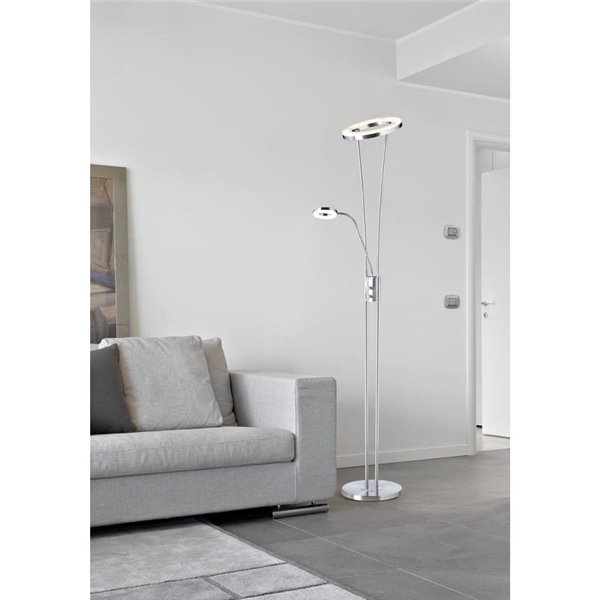 Lámpara de pie LED metálico con brazo lector ANELLO, diseño de cuerpo doble, 30W+5W, 3000K dim, varios colores 