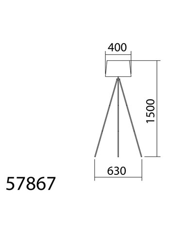 Lámpara de Pie con 3 patas TRIPODE y pantalla Ivory, blanco o negro