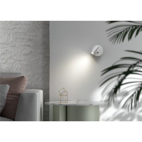Aplique de pared con foco LED portátil FOCUS, 3W 3000K + USB + BAT, blanco o negro