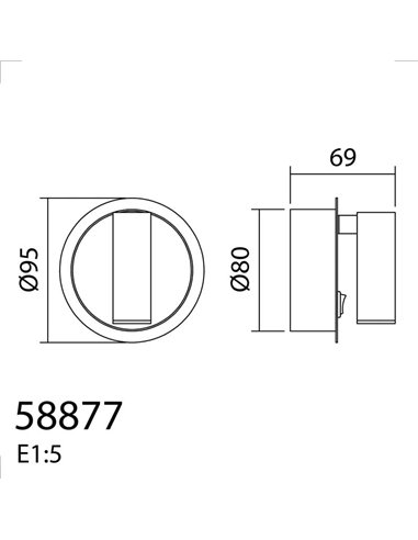 Aplique de pared con foco LED portátil FOCUS, 3W 3000K + USB + BAT, blanco o negro