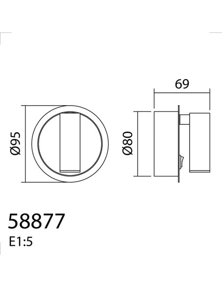 Aplique de pared con foco LED portátil FOCUS, 3W 3000K + USB + BAT, blanco o negro